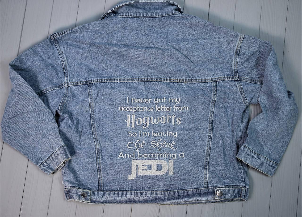 Жіноча стильна джинсова куртка з вишивкою JEDI, фото 1