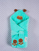 Зимний конверт на выписку для новорожденных. Велюровое одеяло (плед) 85*85 см