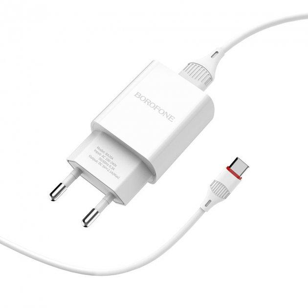 МЗП Borofone BA20A 1USB/2.1A cable Type-C  white