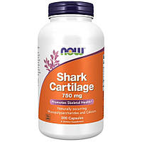 Now Foods Shark Cartilage 750 mg для підтримки функціонування суглобів, 300 капсул