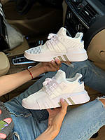 Женские кроссовки летние белые Adidas EQT Equipment White. Обувь женская весна лето белая Адидас ЕКТ Еквипмент