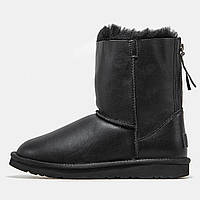 Угги жіночі UGG Australia Classic Zip чорні, Уггі Австралія шкіряні, код MD-0698