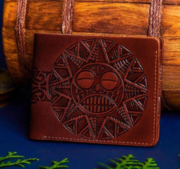 Гаманець шкіряний компактний ручної роботи "Сонце майя". Колір коричневий, фото 1