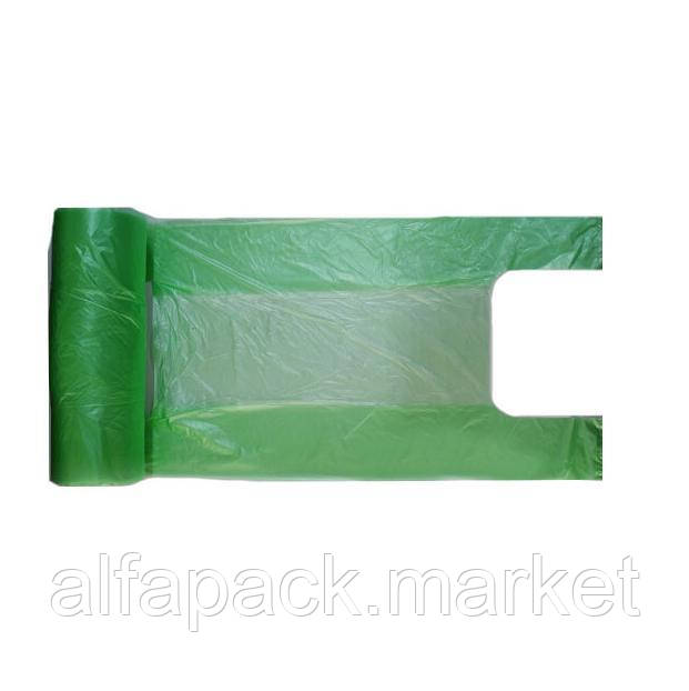 Пакет-майка 26*47 в рулоні, 10 мкм Зелені 030001123