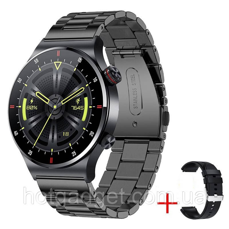 Смарт годинник Lige QW33 Bluetooth дзвінки, тонометр, пульсоксиметр, 2 ремінці