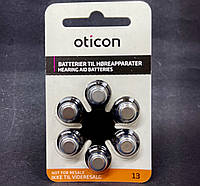 Батарейки Oticon 13 PR48, (повітряно-цинкові)