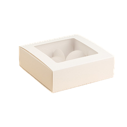Коробка для 4 цукерок Біла з вікном