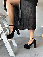Жіночі чорні туфлі на високих підборах і платформі Versace BRATZ Версаче Братц матеріал атлас