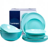 Столовый сервиз тарелок голубой Luminarc Diwali Light Turquoise из стеклокерамики 19 предметов Оригинал