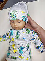 Комплект в роддом для новорожденного распашонка ползунки шапочка Люкс