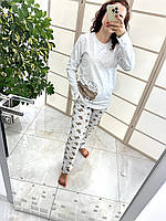 Теплая Пижама женская байковая комплект штаны с футболкой длинный рукав Vienetta (Турция)