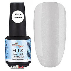 Камуфляжна база із шимером Nail Apex Milk shimmer 15 мл