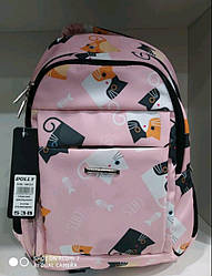 Рюкзак ортопедичний шкільний рожевий у 3-8 клас для дівчинки з принтом Котики Dolly 538