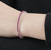 Срібний браслет із рожевим сапфіром/ рубіном, фото 3