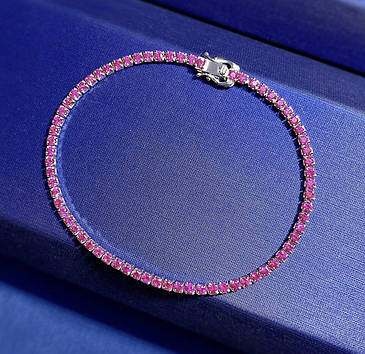 Срібний браслет із рожевим сапфіром/ рубіном, фото 2