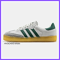 Кроссовки женские и мужские Adidas Samba grey green / кеды Адидас Самба серые с зеленым