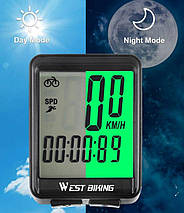 Велокомп'ютер бездротовий West Biking одометр, спідометр, екран 2.1", фото 6