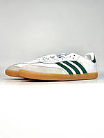 Samba белые с зеленым, Мужские кроссовки Adidas Samba OG White Green, белые кожаные кроссовки адидас самба