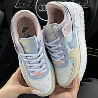 Женские кроссовки Nike Air Force 1 Shadow low af1 кеды низкие весна-осень повседневные (бежевые). Живое фото