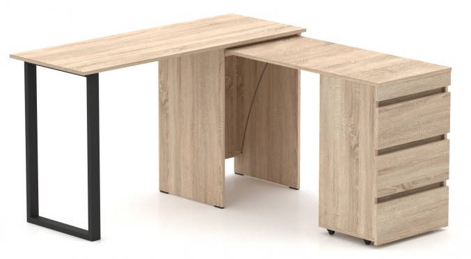 Стіл-комод трансформер Shiron-Jambo (Дуб сонома) 3 шухляди ТМ Knap Knap, фото 1