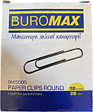 Скріпки нікельовані Buromax 5005 28 мм круглі 100 шт в карт.упаковці, фото 2