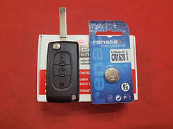 Ключ Citroen викидний Корпус 3 кнопки + батарейка Renata CR1620