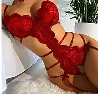 Шикарное откровенное боди с открытым доступом бордового цвета