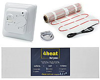 Комплект теплый пол MatKit Standart-1,0 м2 | Нагревательный мат 4HEAT + терморегулятор