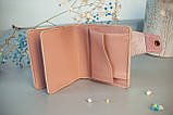 Шкіряний гаманець з совою жіночий на 10 відділів з тисненням в кольорі чайна роза, фото 8