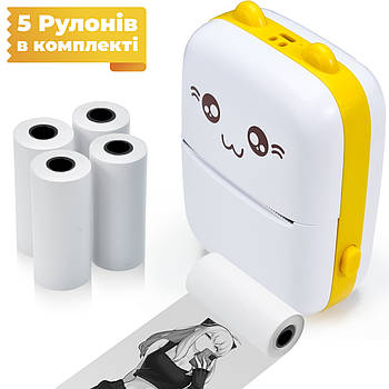 Портативний дитячий принтер JETIX Mini printer з термодруком (Purple) + 5 рулонів термопаперу в комплекті