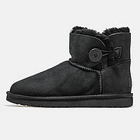 Угги жіночі UGG Australia Mini Bailey Button чорні, Уггі Австралія міні замшеві, код MD-1026