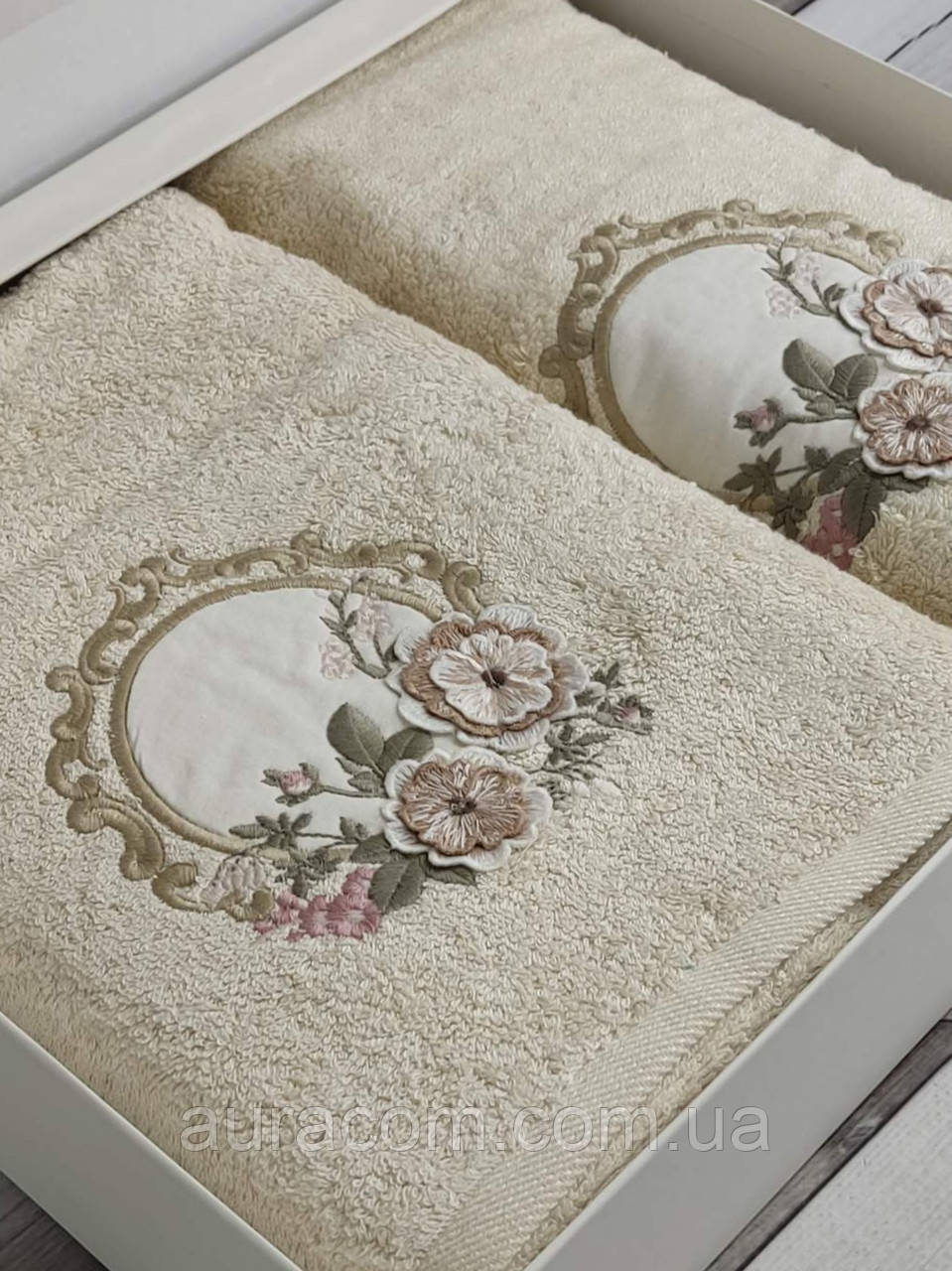 Набір рушників із бамбука, з вишивкою, лазне та для обличчя, Pupilla hayal bambuk, Туреччина, фото 1