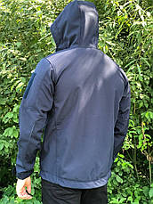 Чоловіча вологостійка куртка Soft Shell UKR-TEC синя, зсередини утеплена флісом, Нагрудні велкро-панелі, фото 2