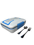 Електричний судочок для їжі ланч бокс від мережі 220 V 820 мл The Electric Lunch Box Синій, фото 3