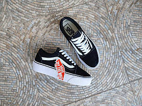 Чорно-білі кросівки кеди Ванси на високій підошві Vans Old Skool Platform, фото 5