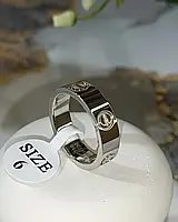 Кольцо STAINLESS STEEL премиум 5мм в белом золоте Love есть лого