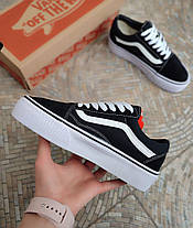 Кросівки жіночі Чорно-білі кеди Ванси на високій підошві Vans Old Skool Platform, фото 3