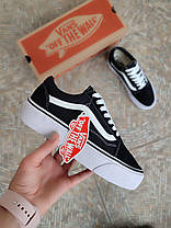 Кросівки жіночі Чорно-білі кеди Ванси на високій підошві Vans Old Skool Platform, фото 4