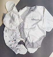 Премиум серия Утепленный комплект с шапочкой для новорожденного в роддом и для прогулок 62 размер
