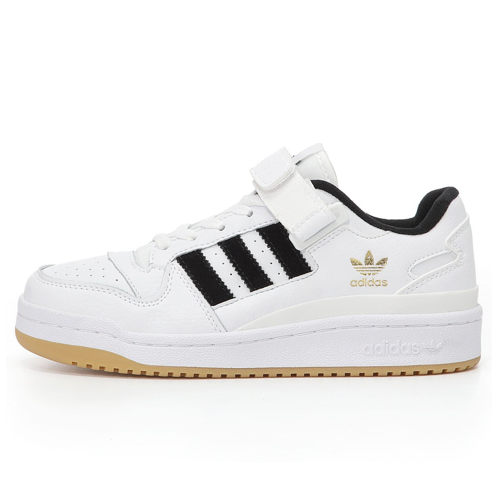 Жіночі кросівки Adidas Forum 84 Low White Black Gold, білі шкіряні кросівки адідас форум 84