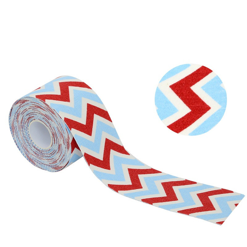 Кінезіо Тейп Ezapp Принт 5см х 5м, червоно-блакитний зигзаг