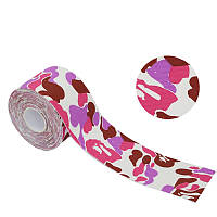Кінезіо Тейп Ezapp Принт 5см х 5м, рожево-фіолетовий камуфляж