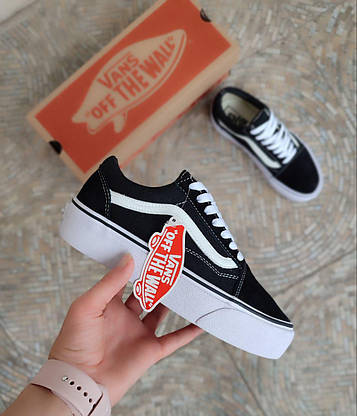 40 р Чорно-білі кеди Ванси на високій підошві Vans Old Skool Platform, фото 6