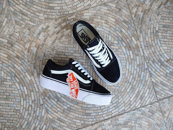 40 р Чорно-білі кеди Ванси на високій підошві Vans Old Skool Platform, фото 5