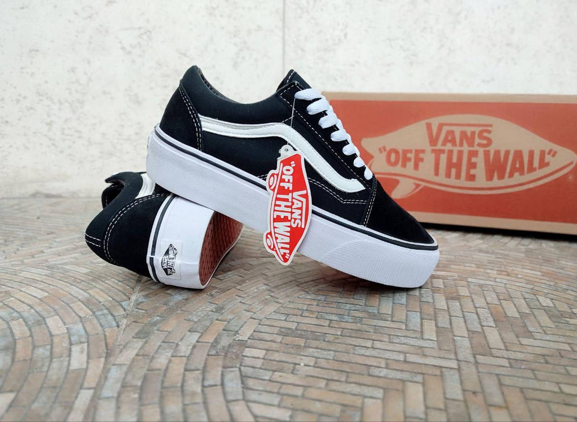 40 р Чорно-білі кеди Ванси на високій підошві Vans Old Skool Platform, фото 1