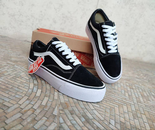 40 р Чорно-білі кеди Ванси на високій підошві Vans Old Skool Platform, фото 4