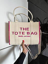Жіноча сумка Марк Джейкобс бежева Marc Jacobs Beige Tote Bag Textile