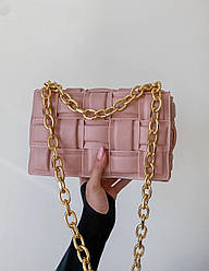 Жіноча сумка Боттега Венета рожева Bottega Veneta Pink штучна шкіра The Chain Cassette