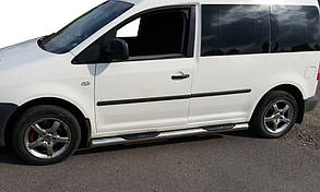 Бічні труби BB002 (2 шт., нерж) 60 мм, Стандартна база для Volkswagen Caddy 2010-2015рр