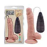 Реалістичний вібратор на присоску та пультом Beginners Dildo Vibrator Flesh, фото 2